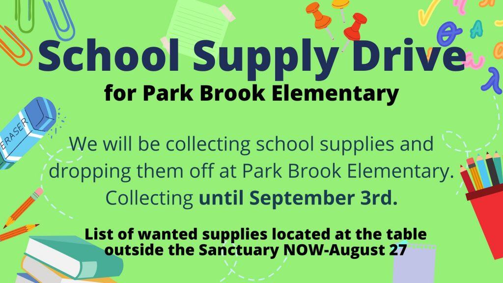 Students need the right tools to do their best work. Bring donations to church, and we'll deliver.